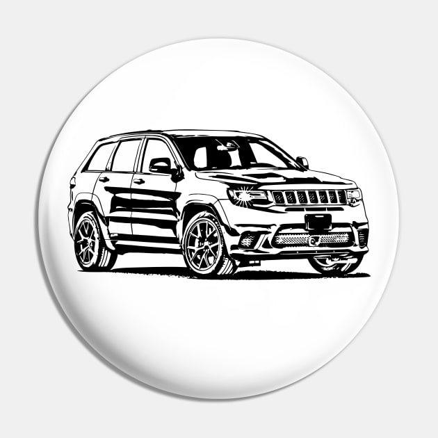 Cherokee Trackhawk Sketch Art Pin by DemangDesign