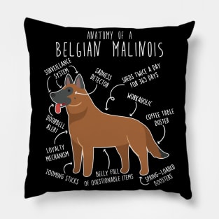 Red Mahogany Belgian Malinois Dog Anatomy Pillow