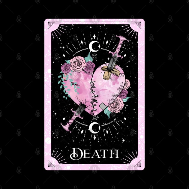 Pink Death Tarot Card Dagger in Rose Heart by Kylie Paul
