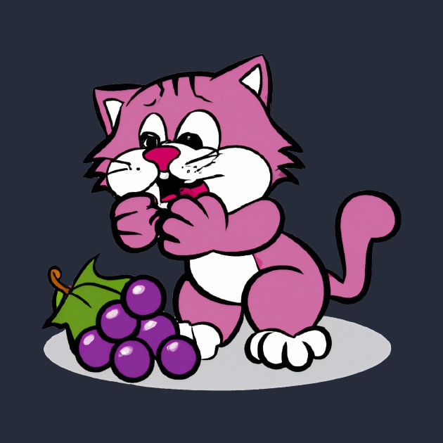 Cat eating wine grapes by winepartee