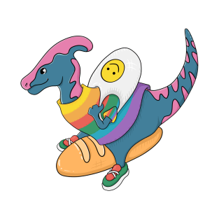 Stylish Dino with bread in T-shirt T-Shirt