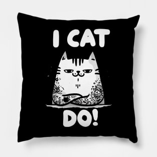 I cat do Cool Tattoo Cat (Back Print) Pillow