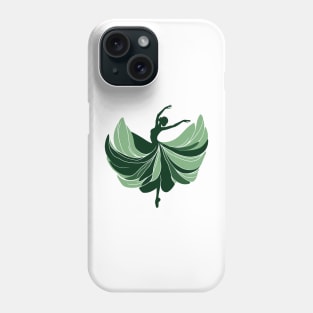 Ballet dancer in a green dress. Vector illustration on white background, ballet dance pose Phone Case