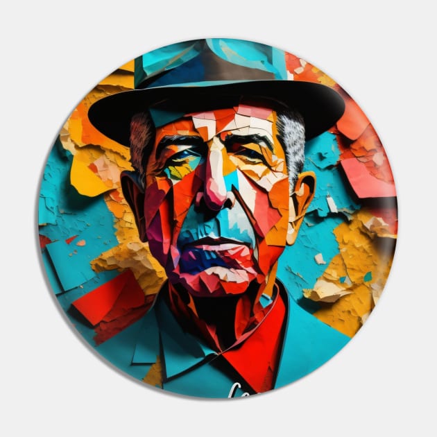 Leonard Cohen // Paper Art Pin by Otmr Draws