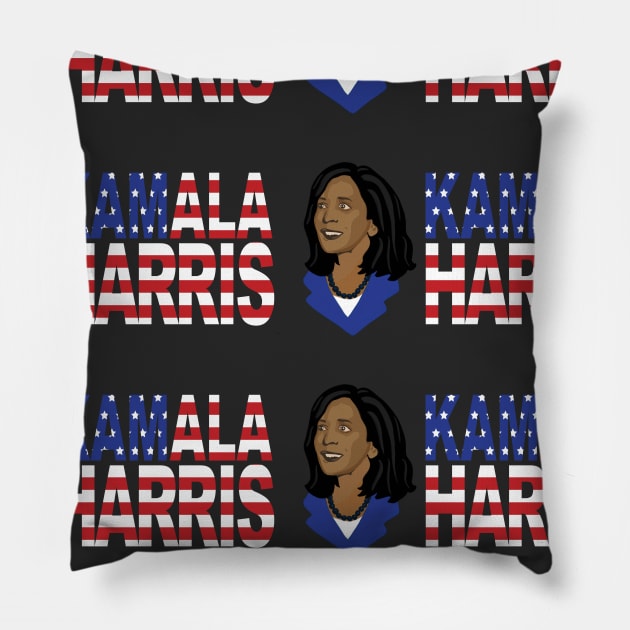 Kamala Harris Black Pillow by Sandra Hutter Designs