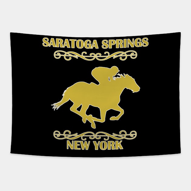 Saratoga Springs New York Horse Racing Tapestry by sewandtell