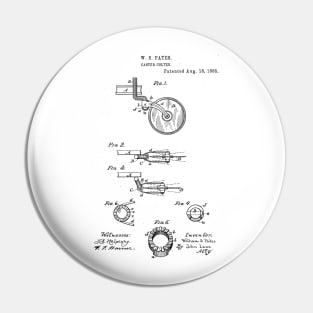 Caster Colter Vintage Patent Hand Drawing Funny Novelty Pin