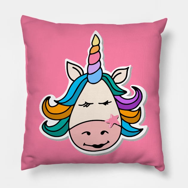 Cute unicorn girl Pillow by artverich