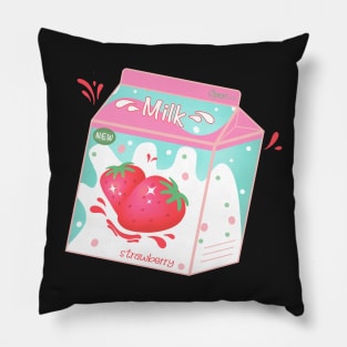 Retro 90s Japanese Kawaii Strawberry Milk Shake Carton Pillow