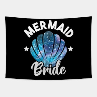 Cute Mermaid Bride Seashell Matching Mermaid Squad Party Tapestry