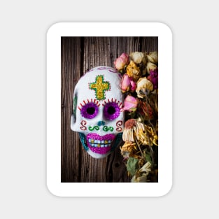 Fancy skull and dead flowers Magnet