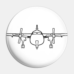 Fokker F27 classic aircraft black outline graphic Pin