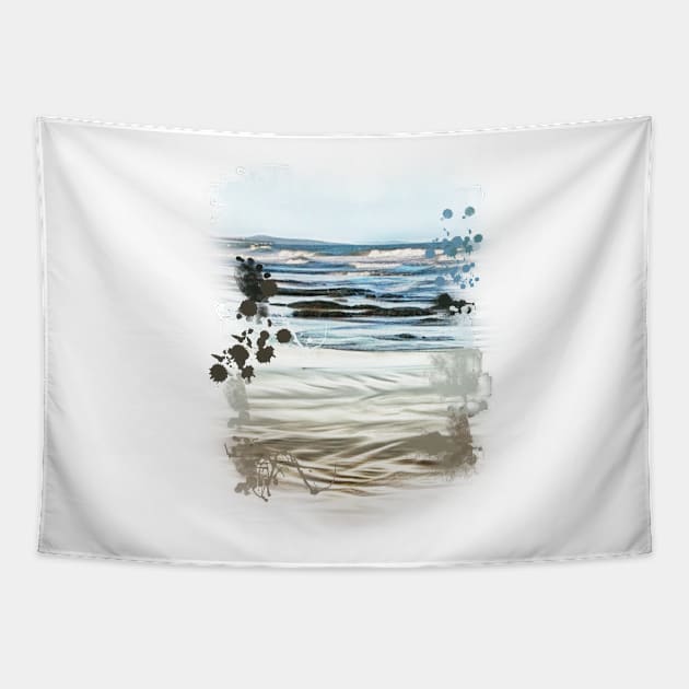 Waves on the beach Tapestry by hereswendy