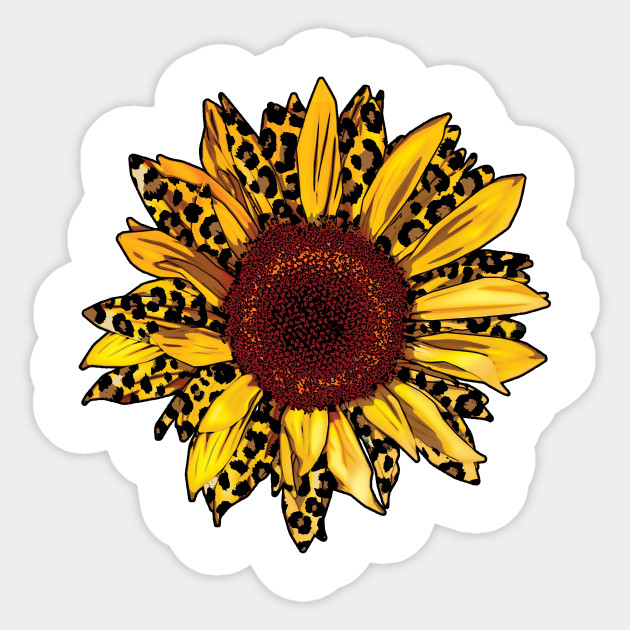 Beautiful Sunflower With Leopard Print - Spotted Leopard Sunflower - Sticker