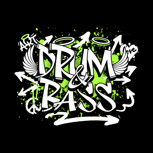 DRUM & BASS - Grafitti Steez (lime/black) by DISCOTHREADZ 