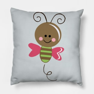 Cute bee design, bee with heart wings Pillow