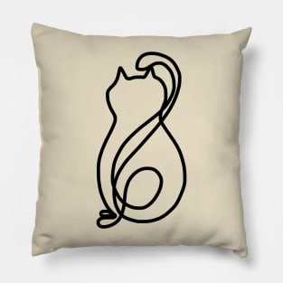 One Line Cat Viral TikTok (Black) Pillow