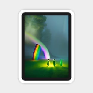 GHOSTS ADMIRE A HALLOWEEN RAINBOW Magnet