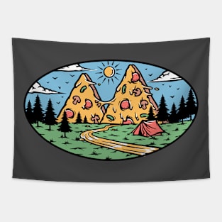 pizza mountain view in nature Tapestry