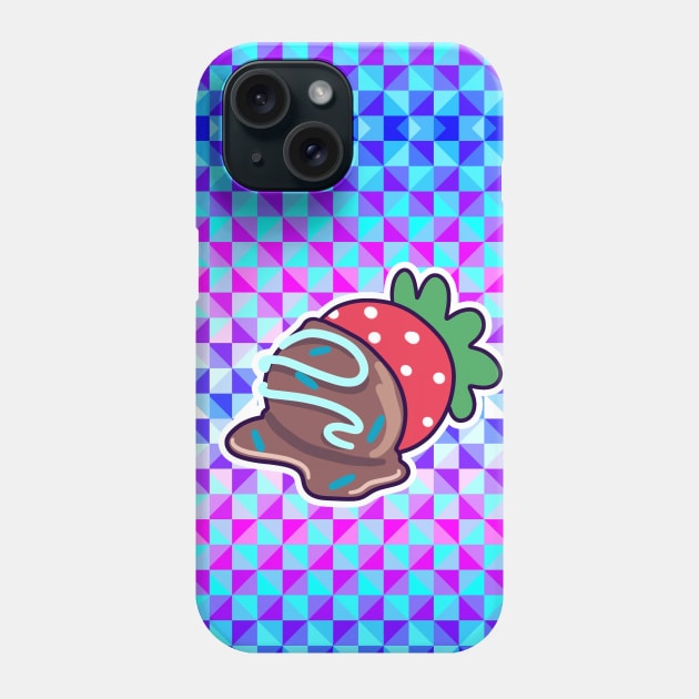 Chocolate Covered Strawberry Checkered Holographic Phone Case by saradaboru