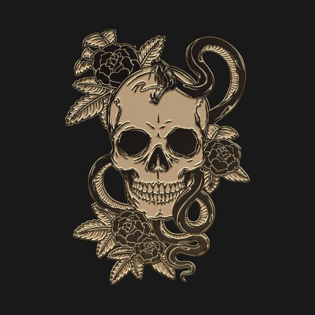 Skull and Snake Pin by richardsimpsonart