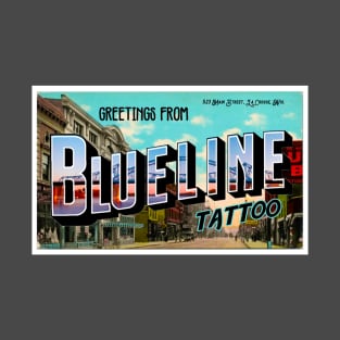 Blue Line Tattoo La Crosse WI Vintage Postcard T-Shirt