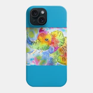 Colourful Cute Elephant blowing his own trumpet Phone Case