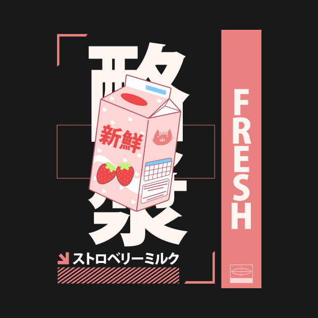 Disover funny retro 90s japanese kawaii strawberry milk shake carton - Strawberry Milk - T-Shirt