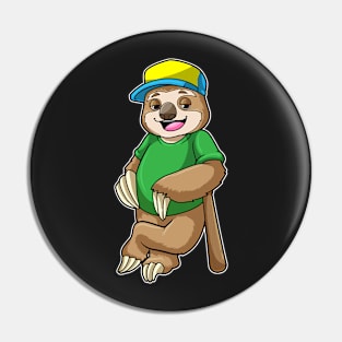 Sloth at Baseball with Baseball bat Pin