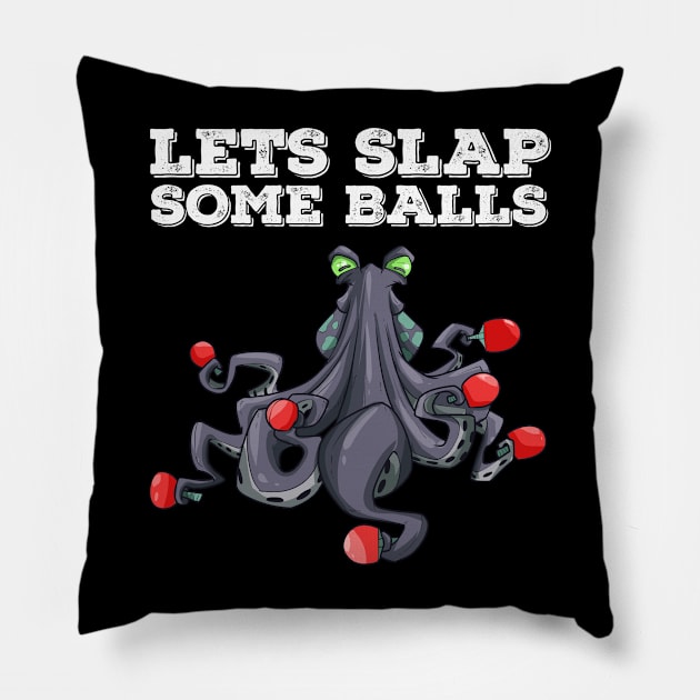 Ping Pong Table Tennis Tabletennis Funny Kraken Octopus Pun Pillow by TellingTales