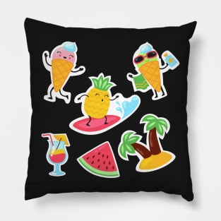 Beach Surfing Ice Cream Palm Trees Pineapple Watermelon Cute Kawaii Sticker Pack Pillow