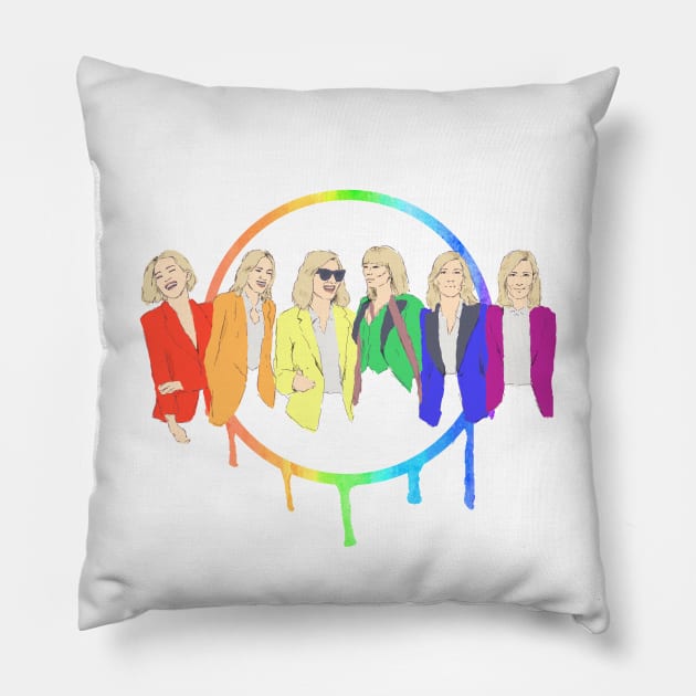 Cate Blanchett - Rainbow Pride Flag with Watercolour Pillow by brainbag