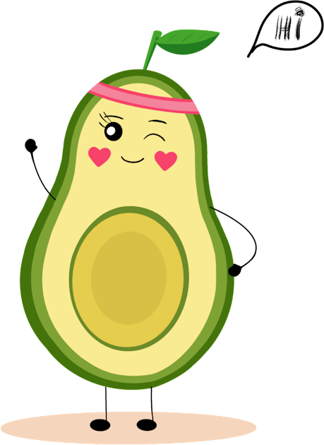 Avocardio, cartoon avocado character, cute avocado, funny food, vegan fun Kids T-Shirt by PrimeStore