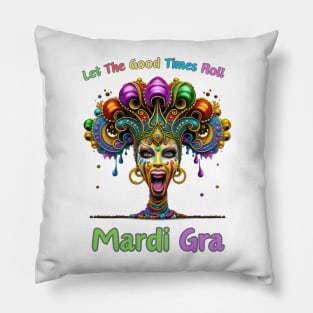 "Nostalgic Mardi Gras Revelry: Retro Beads Extravaganza" - Cajun Party New Orleans Pillow