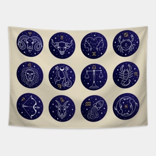 astrological zodiac collections signs illustration Tapestry