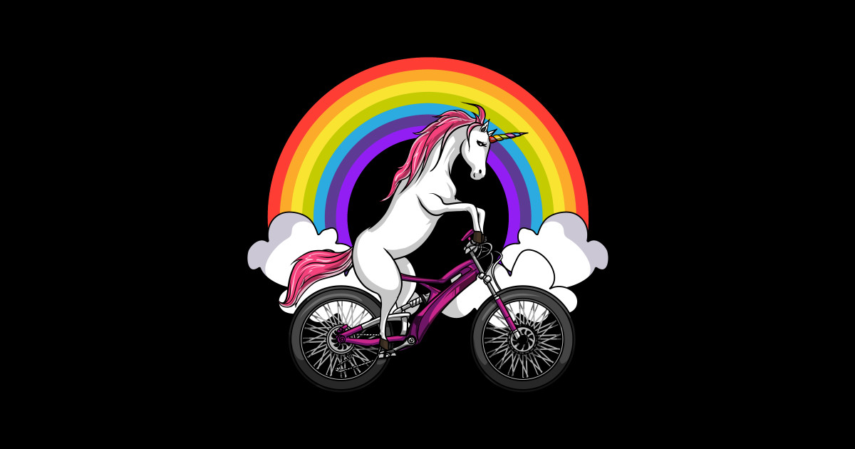 Unicorn Riding Bike Unicorn Riding Bicycle Sticker TeePublic