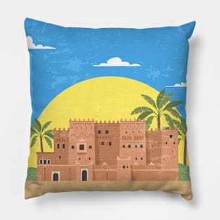 Taourirt, Morocco - Retro travel minimalist poster Pillow