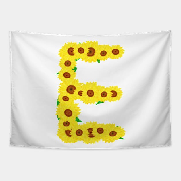 Sunflowers Initial Letter E (White Background) Tapestry by Art By LM Designs 