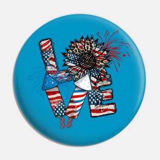 Love USA Patriot Design, 4th of July Pin