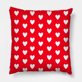 White Hearts Polka Dots on Red Pillow