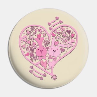 Two Cute Bunnies in Love 3D Pin