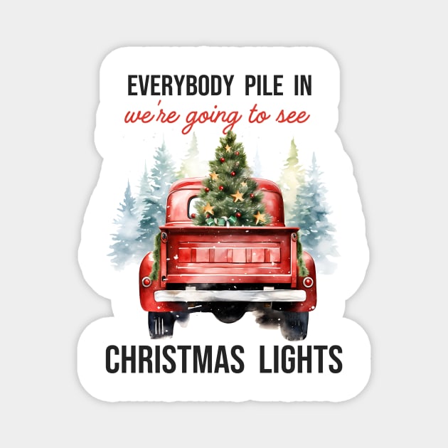 Red Truck Seeing Christmas Lights Magnet by Teresa's Store 1