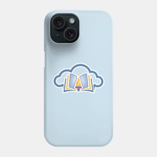 Online Education Sticker logo concept. Torch and cloud icon. Publisher and creator sticker logo template. Phone Case