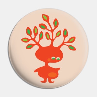 TREE HEADS Cute Orange Imaginary Kids Kawaii Monster with Leaf Antlers - UnBlink Studio by Jackie Tahara Pin