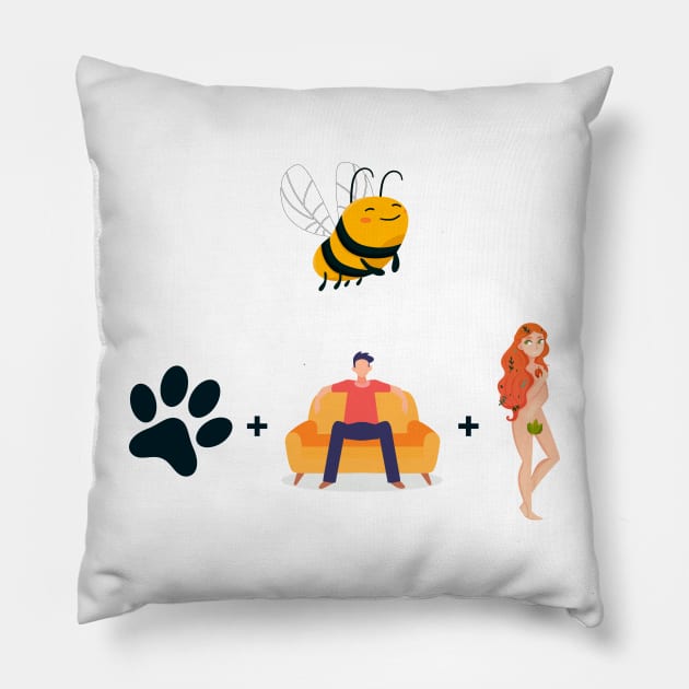 Bee Paw Sit Eve, be positive pun Pillow by RomArte