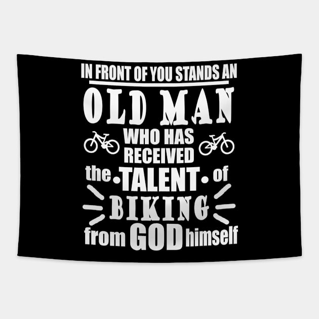 Old Man Biking Cycling Cycling Gift Tapestry by FindYourFavouriteDesign