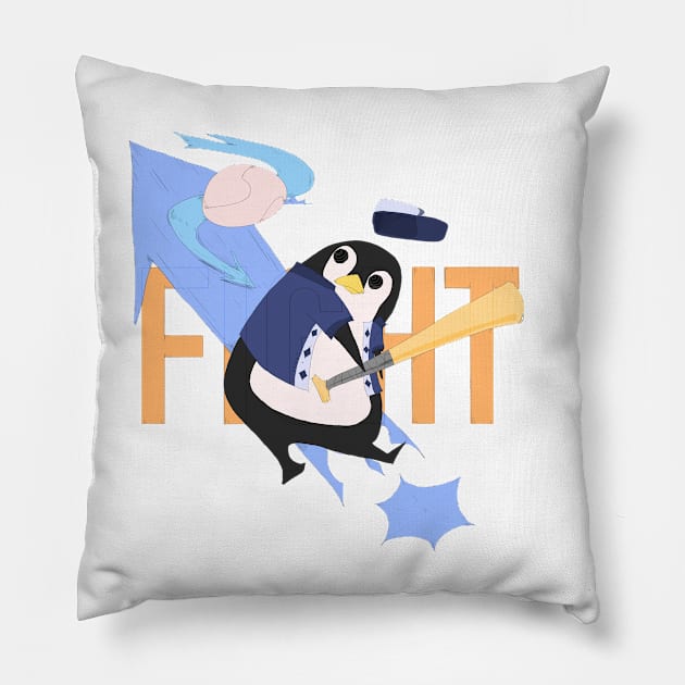 Substitution player 07 of Penguin Baseball Team Pillow by ArthusMegi