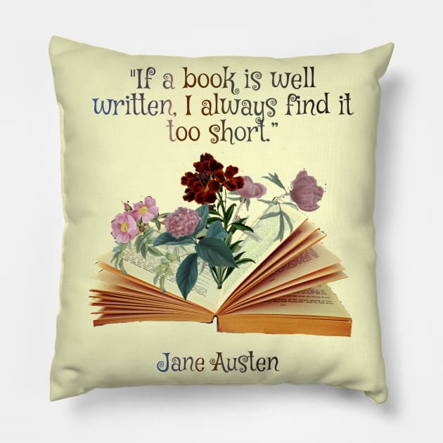 Jane Austen Book Lover Quote Pillow by Regency Romp