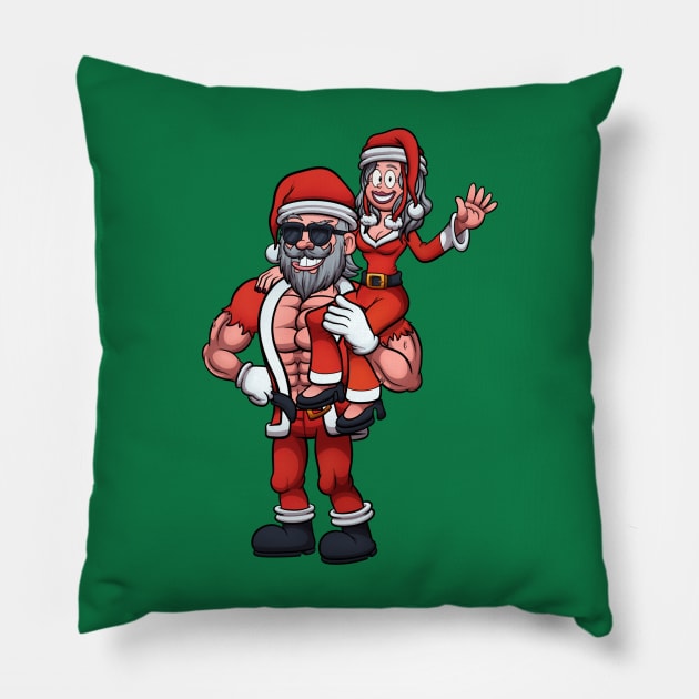 Strong Santa Claus Lifting Mrs Claus Pillow by TheMaskedTooner