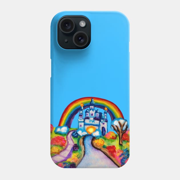 Castle Fantasy Floral Rainbow Landscape Phone Case by Art by Deborah Camp